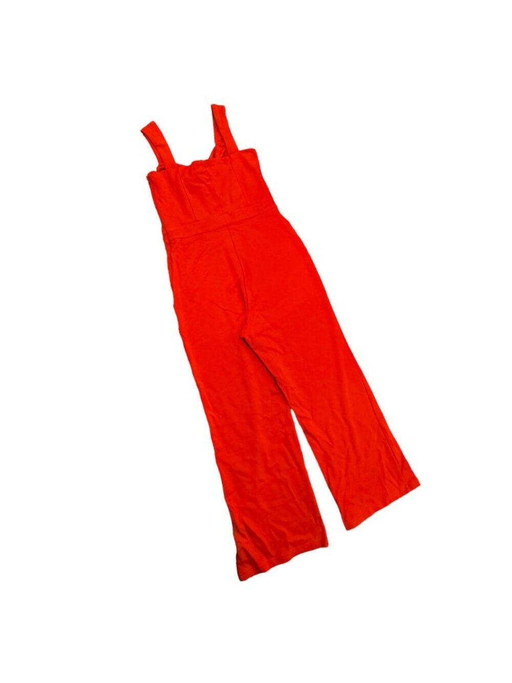 Red Overalls Jumpsuit Bow Front Sleeveless Cropped Womans Size M VR614